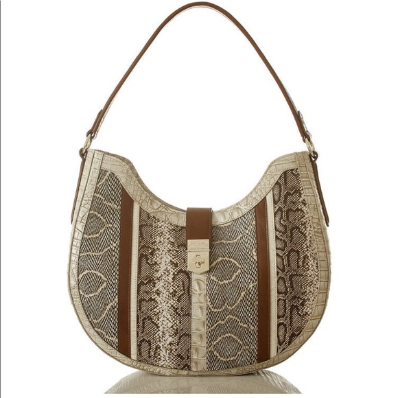 SALE💥💥NEW‎ BRAHMIN BETHANY LIMESTONE OLETA SHOULDER BAG CROC-EMBOSSED SATCHEL - Picture 2 of 9